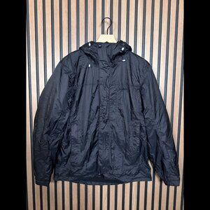 LL Bean Parka Jacket Small Reg Mens Black 100% Nylon Hooded Rain